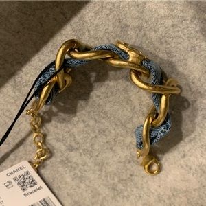 Authentic Chanel 20P denim and gold chain Bracelet. Brand New with box and tag